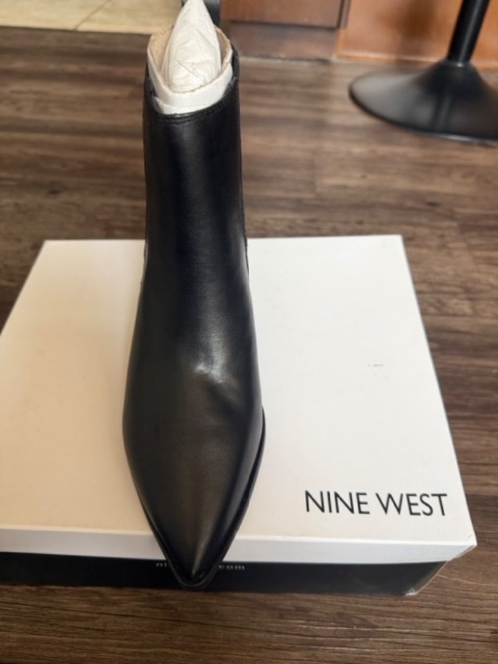 Nine West Honor Black Multi Leather Ankle Booties Block Heel - Size 8.5M (NIB)